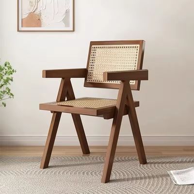 Massivholz- und Rattanpolster Nordic Dining Chair für Restaurant Modernes Wohnmöbeldesign