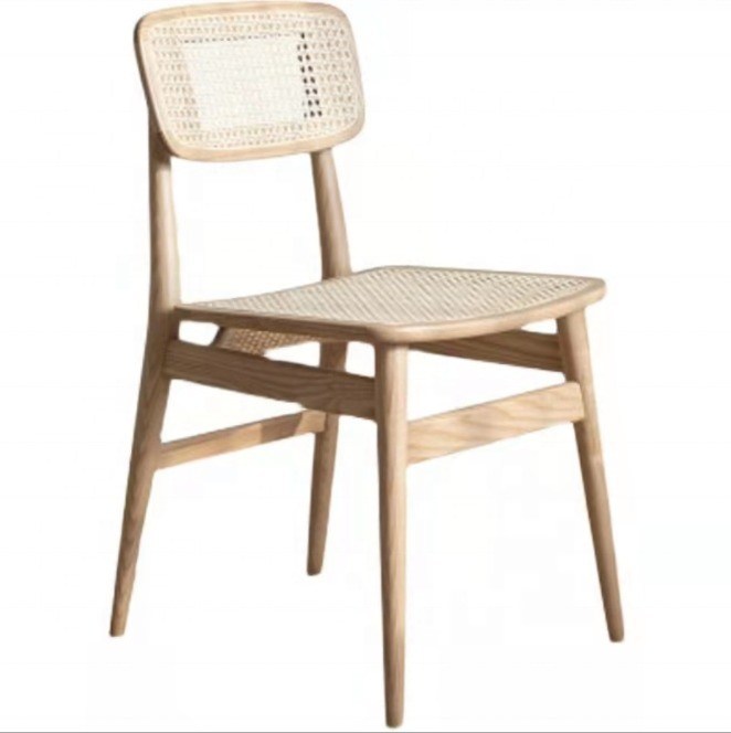 Moderne Design Nordischer Stil Massivholz Rattan Sitzstuhl OEM Service
