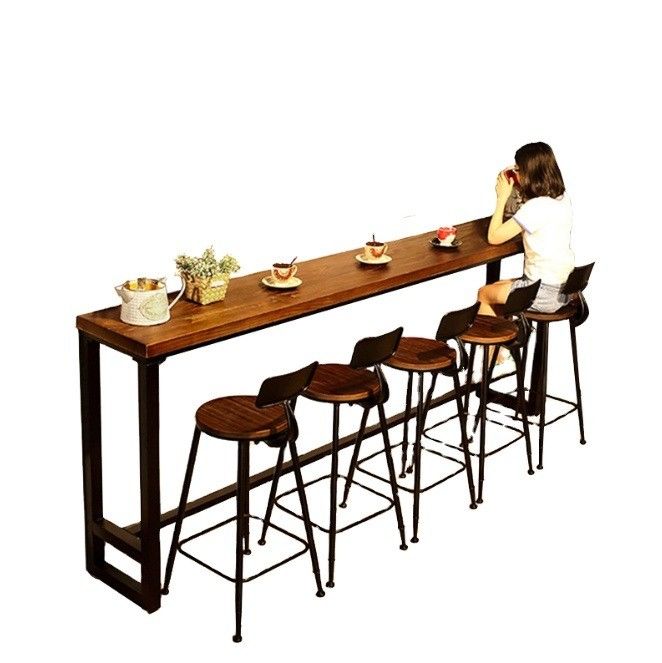 Home Bar Rustikale Metallrahmen Esstische Hohe Rechteckige Holz Küche Bar Tisch Hocker
