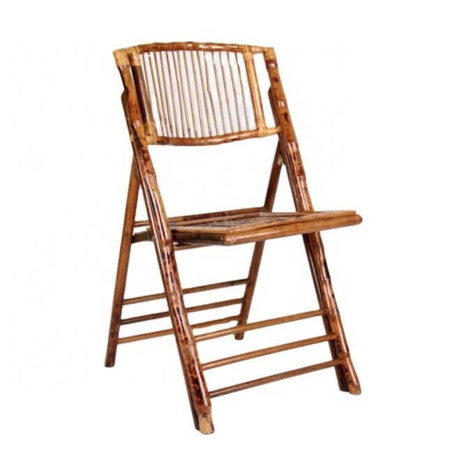 Rattan / Wicker Rückenlehne Material kundenspezifische Farbe Rustikales Bambus Klappstuhl im Freien Esszimmer für Veranstaltungsmöbel