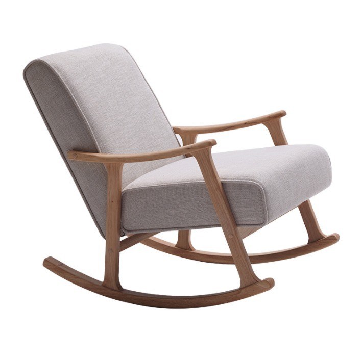 Praktischer Schaukelstuhl aus Holz aus Schwammgewebe mit hoher Dichte für das Wohnzimmer im europäischen Stil