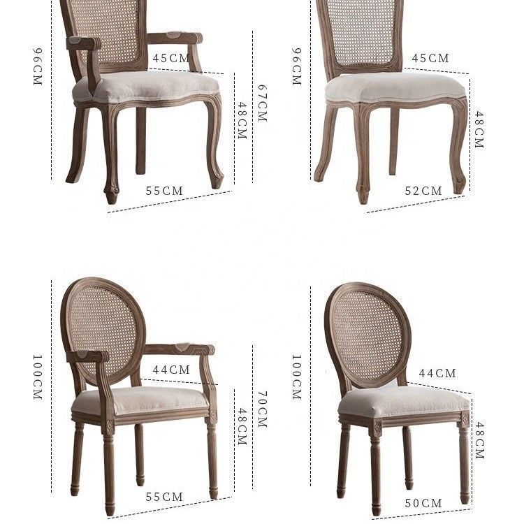 Antike Design Europa Vorteil Innenhaus Massivholz Rundrohr Rattan Rücken Esszessel für den traditionellen Stil in Europa
