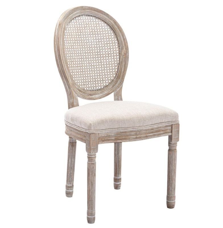 Pu-Leder-Bedeckter französischer Vintage-Stil-Esstuhl mit stapelbarem Design und Massivholz