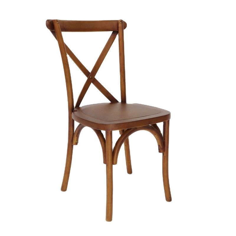 Gewerbliche Möbel Stapelbare Vintage Cross X Rücken Holz Esszessel für Hochzeiten Veranstaltungen und Restaurants