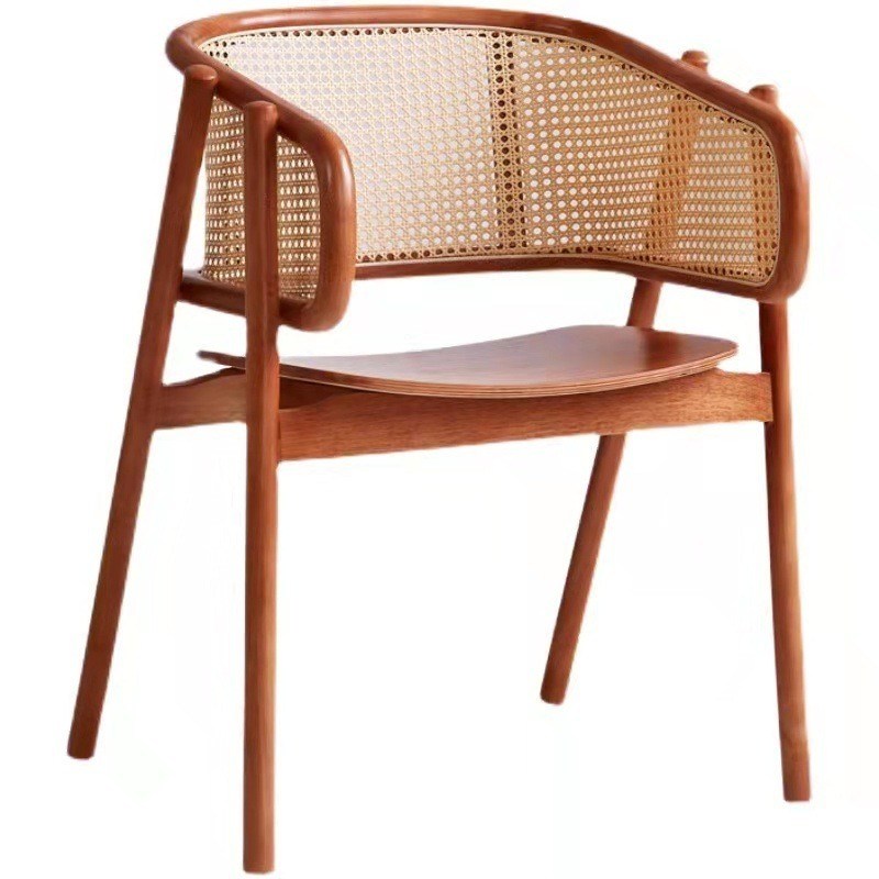 KEIN zusammengefalteter stilvoller Speisesessel aus massivem Holz aus Rattan für Wohn- und Esszimmer