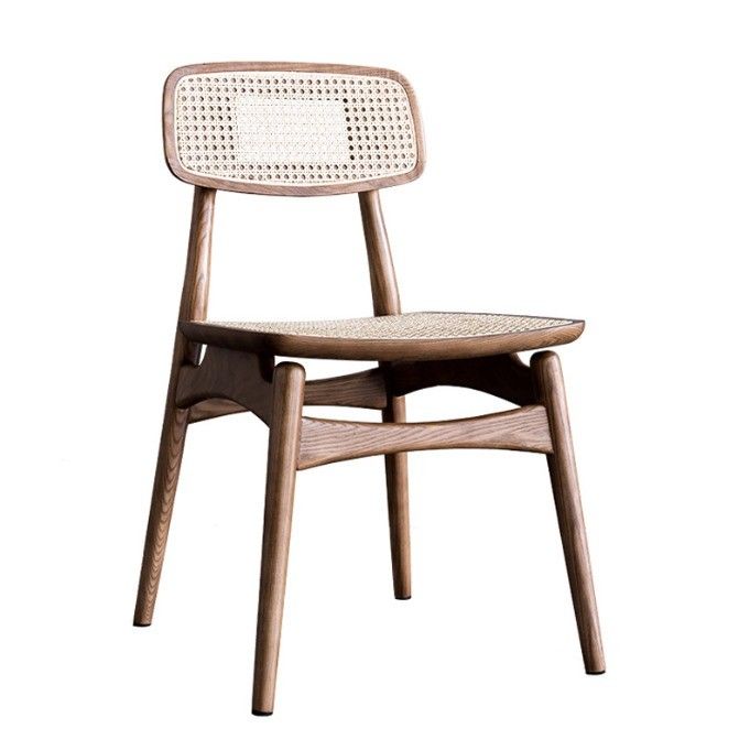 Modernes Design Massivholz Armloses Rattan Esszessel für Innenhausmöbel