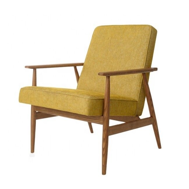 Wohnzimmerstuhl Europäisches Esszimmer Einfaches Design Klassiker Lounge Holzstühle mit Armlehne aus Vintage-Textilien und Kissensitz
