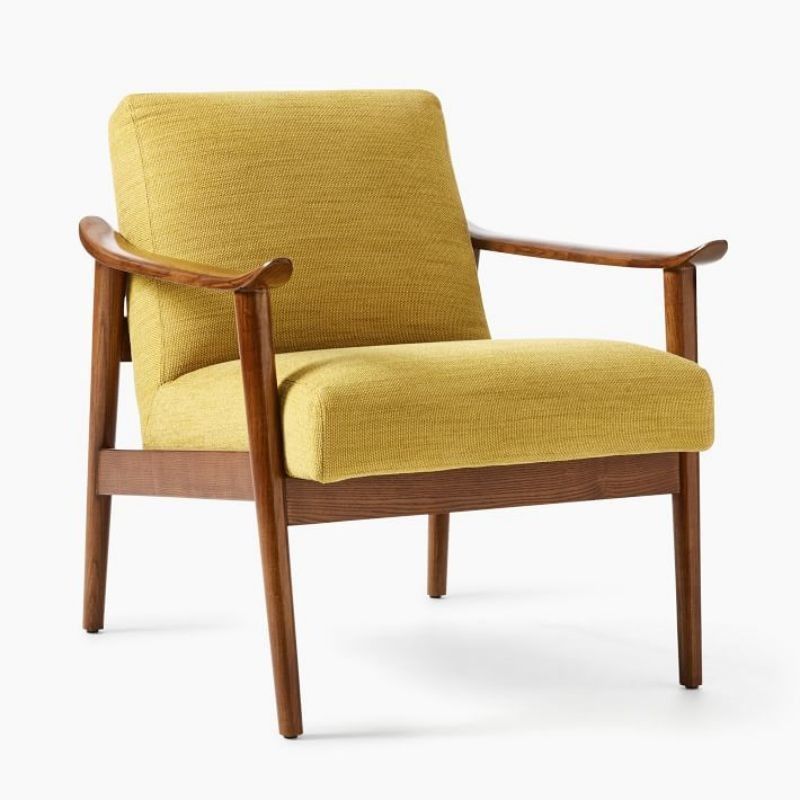 Soft Cushion Armrest Solid Wood Armchair für den nordischen Stil