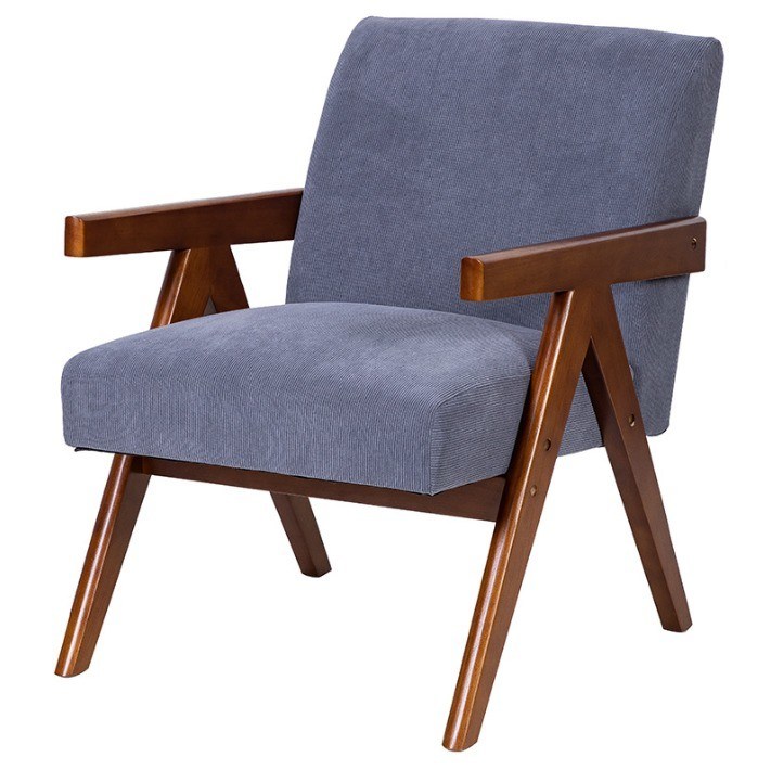 Moderner Holz- und Stoffstuhl Nordic Custom Polstered Single Sofa Chair