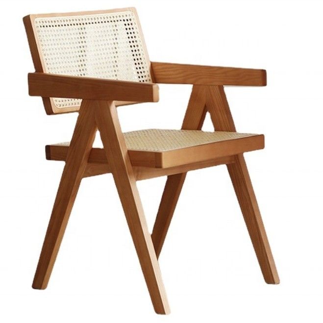 Bequemer Stoffpolsterter Rattan Wicker-Stuhl für das Essen zu Hause und im Restaurant