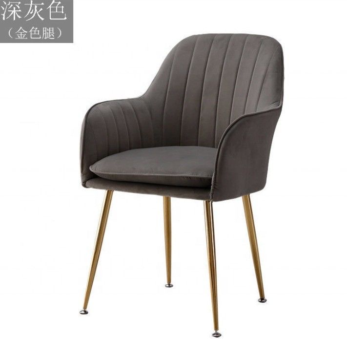Goldmetallbein und Armlehne Flannel-Esstuhl Elegante Samt-Sessel für Cafés oder Esszimmermöbel