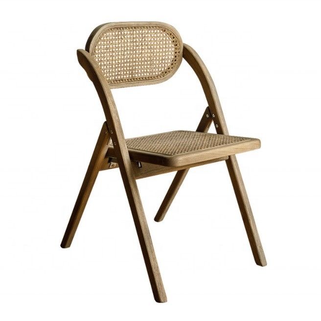 Rustikales Massivholz Rattan Klappstühle für Veranstaltungen Optionale Farben und langlebiges Design