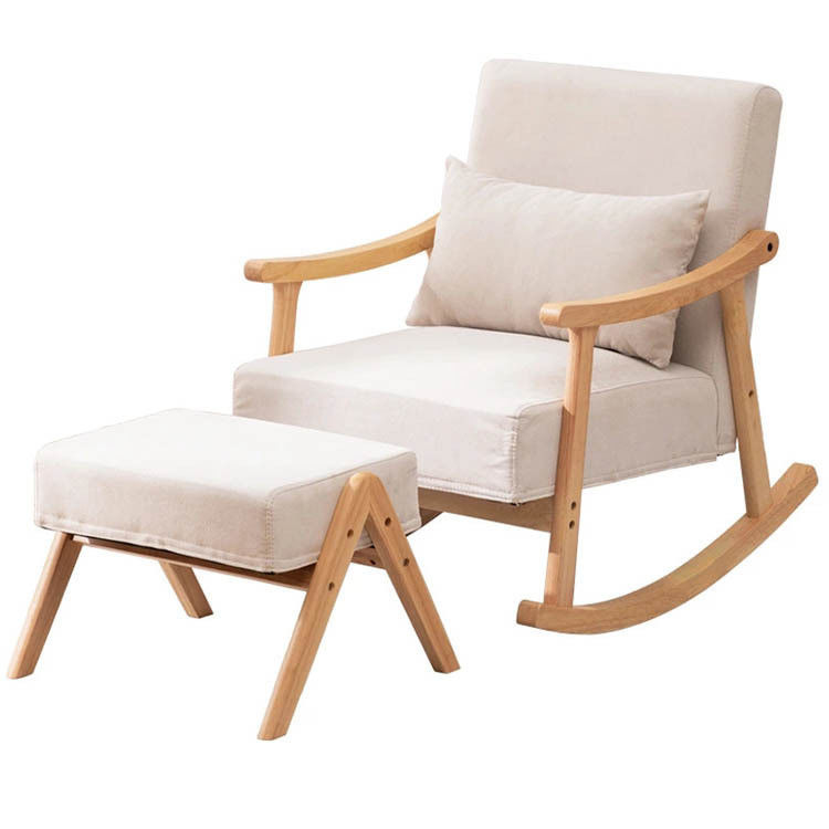 Direktlieferung Nordic Style Holz Schaukelstuhl Massivholz Schaukelstuhl für Wohnzimmermöbel und spezielle