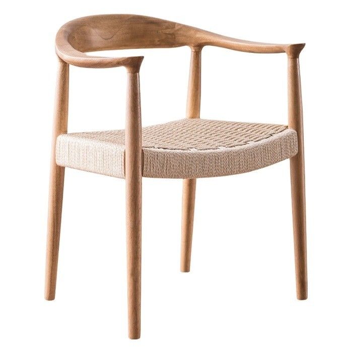 Woven Cord Seat Nordischer Sessel für Wohnzimmer Tagungsraum W59*D47*H73CM Lackierte Oberfläche Modernes Holz