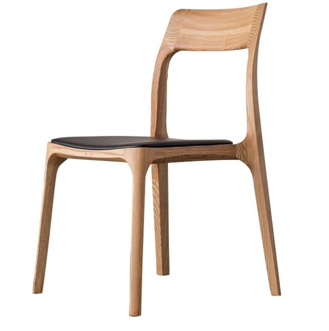 Individuelle Designs Design Stil Elegante nordische Massivholz-Esstuhl mit PU-Leder-Sitz