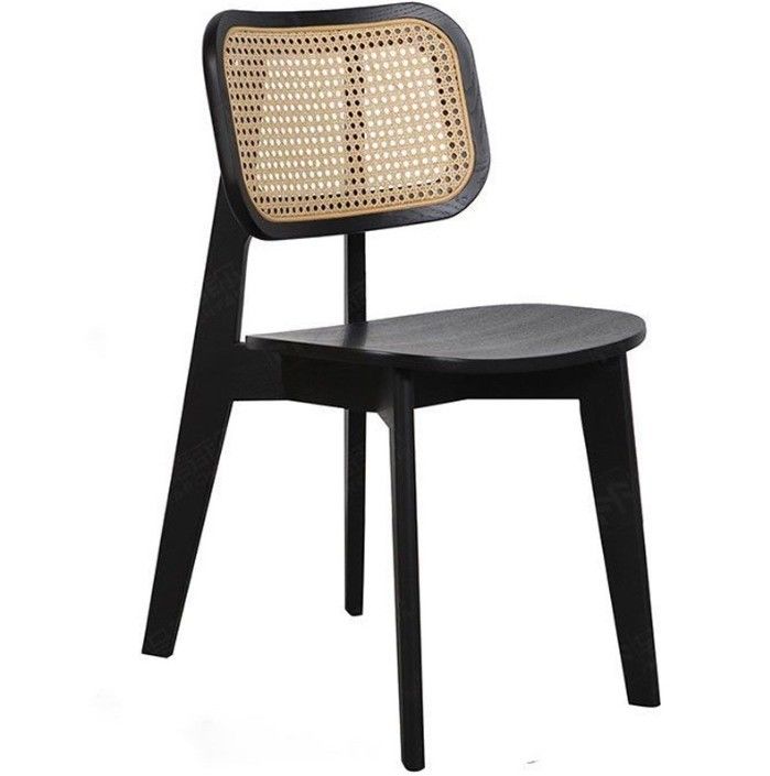Restaurantsessel W46*D46*H86CM Vintage Rattan Massivholz Esszessel für Wohnmöbel