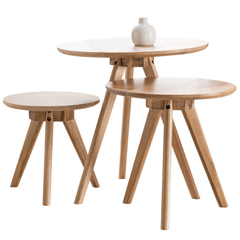 Modernes Design rundes Kaffeetisch aus massivem Holz für das Wohnzimmer W32/40/50*D32/40/50*H30/40/51CM