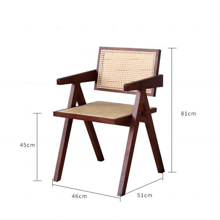 Esszimmermöbel Nordic Luxus Vintage Rattan Stuhl Balkon Freizeit Klappstuhl Holzstuhl mit Postverpackung