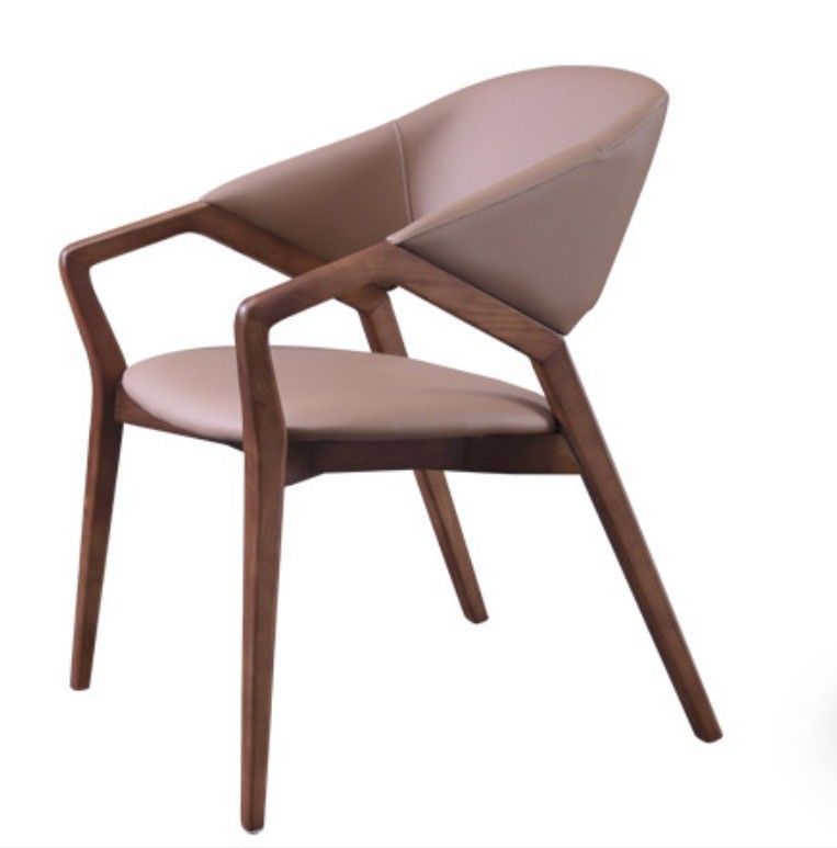 2023 Design Modernes Massivholz PU Leder Esszimmer Restaurant Stuhl für Wohnmöbel Allgemeine NO Falten
