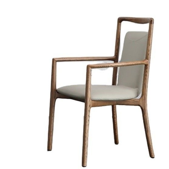 Zuhause Möbel Allgemein italienisches Design Moderne Massivholz PU Leder Esszimmer Restaurant Stuhl mit Armlehne