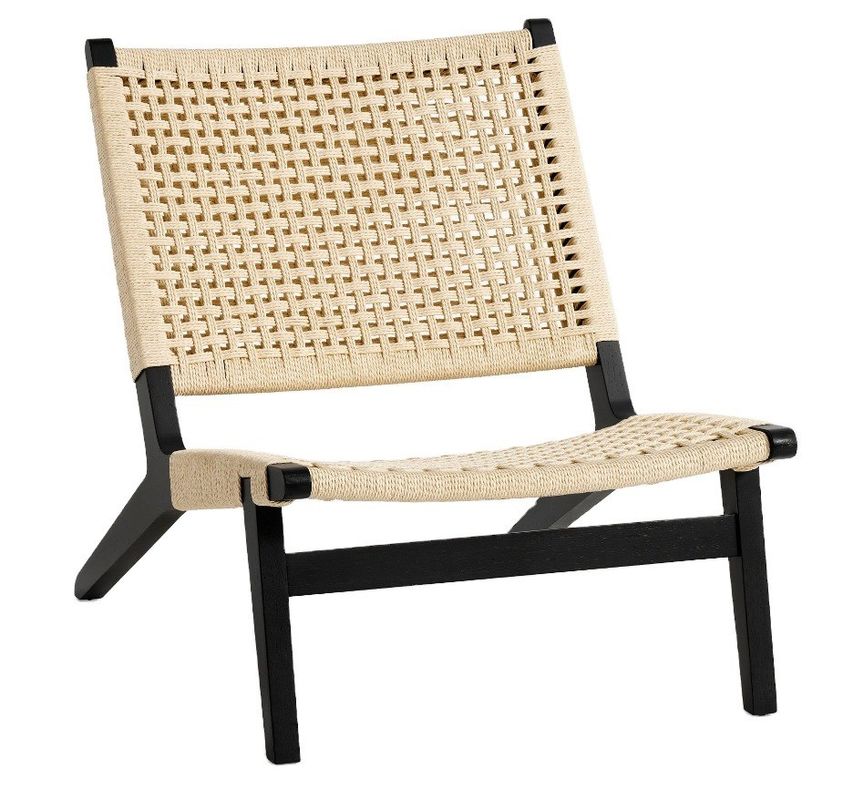 Moderne Holzgewebte Schnur Massivholz Wohnzimmerstuhl Freizeitstuhl Für Raffinesse im nordischen Design