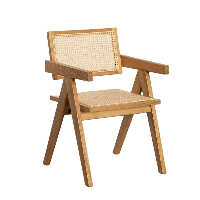 Anpassen Natürliche robuste Rattan-Bedeckungsmaterial Moderne Massivholz Esszessel für Restaurant Hotel