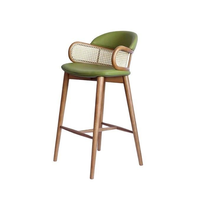 Moderne Holzbars Stühle Rattan Hohe Barhocker für die Küche Esszimmer Restaurant Grün/Orange und Gewerbemöbel