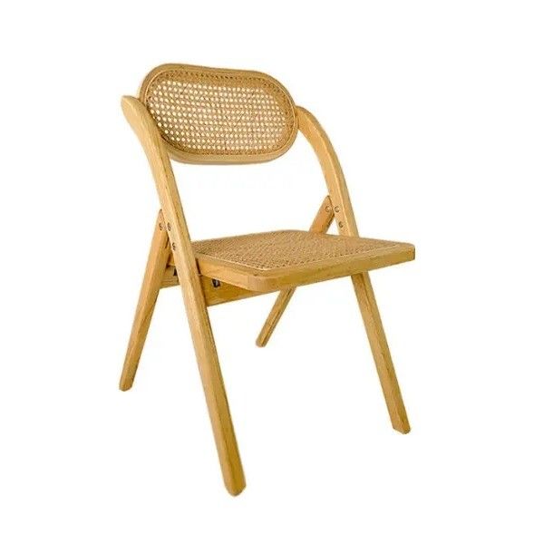 Allgemeine Wohnmöbel Festiger französischer moderner Stil Klappstuhl Rattan Rücken Massivholz Esszessel Klappstuhl