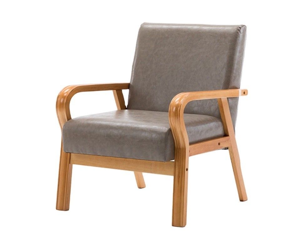 Home Möbel Wohnzimmer Moderne Holzarmsessel Sofa Stuhl mit PU-Leder/Textil-Bedeckungsmaterial Postverpackung N