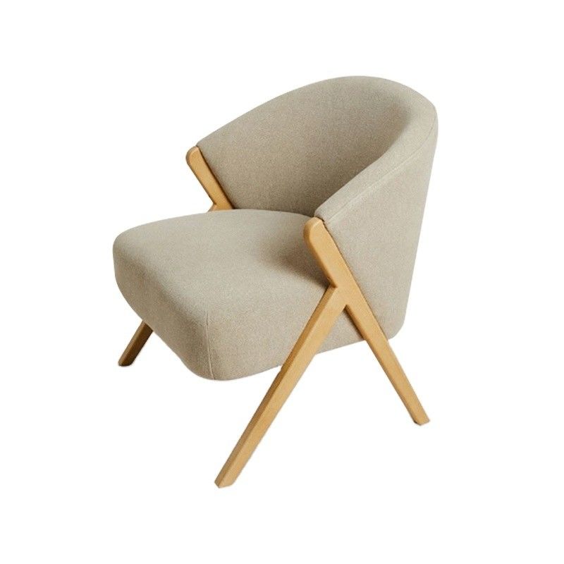 Wohnung Wohnzimmer Möbel Moderne nordische Holzstuhl mit Samtlammwolle und Holzsofa im Hoteldesign