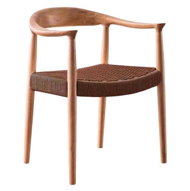 Verbessern Sie Ihr Esserlebnis mit dem nordischen Design-Stil Massivholz Gewebter Schnur Esstühle mit Armen