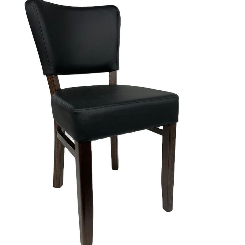 Nordic Fabric PU Leder Bankett Hotel Restaurant Veranstaltung Holz Esszessel mit Holzbeinen und NC/PU Farbveredelung