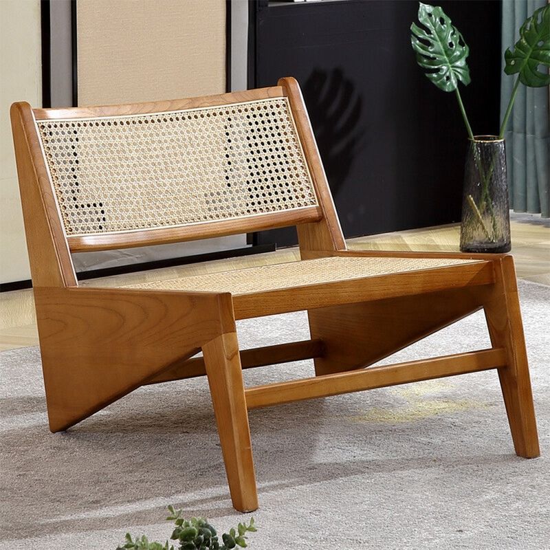 Wohnzimmerstuhl Design Klassischer Rattanstuhl aus massivem Holz für Nordische Lounge und zeitgenössische Möbel