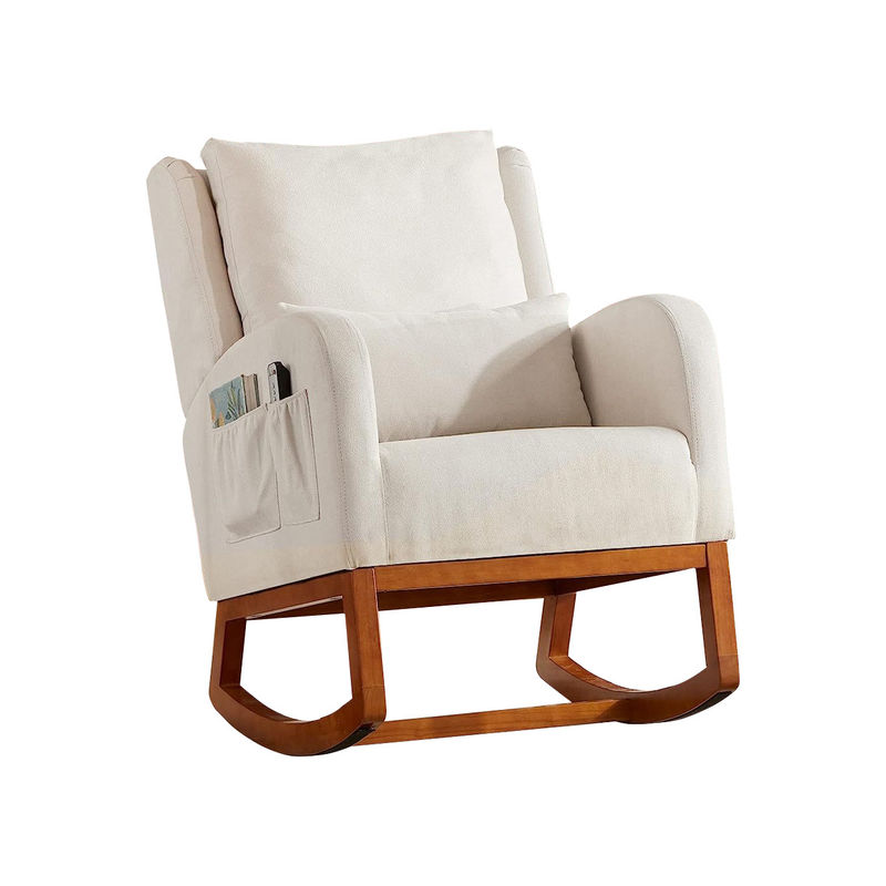 Nordic Stoff Minimalist Café Holz Lounge Chair Accent Freizeitstühle Sessel Armstuhl Home Office Möbel Einzelsofa Stuhl