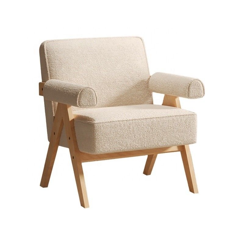 Moderne Wohnzimmermöbel Moderne Massivholzrahmen Stoff Leder Optional Einzelholzsofa Stuhl W70*D70*H80CM