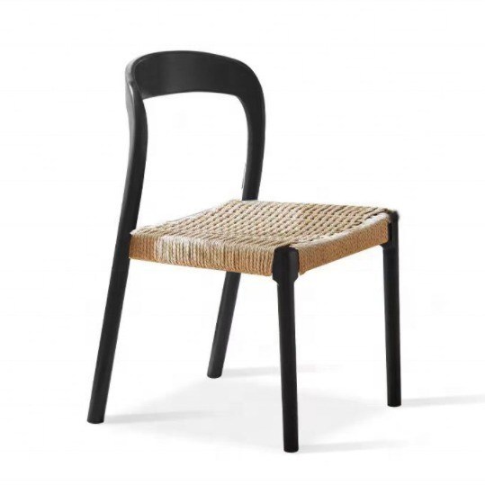 Bürostuhl mit traditionellem Esszimmerstuhl mit Seilgewebtem Sitz und Massivholz