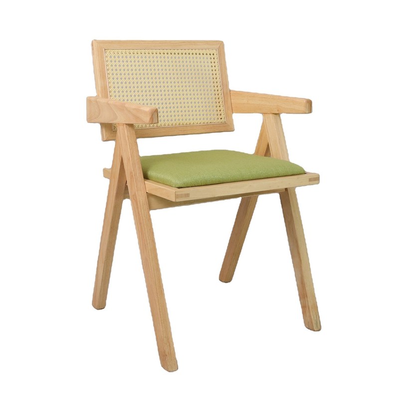 OEM-Dienstleistung W46*D47*H91CM Nordic Holzmöbel Polsterte Rattan-Rückenlehne Massivholz-Esstühle für Hotelrestaurants