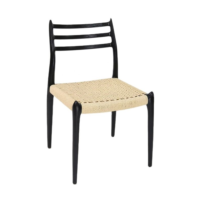 Outdoor Seil Gewebter Stuhl Massivholz Armloser Stuhl Komfort Esszimmer Wohnzimmer Seil Stuhl Möbel mit NO Falten