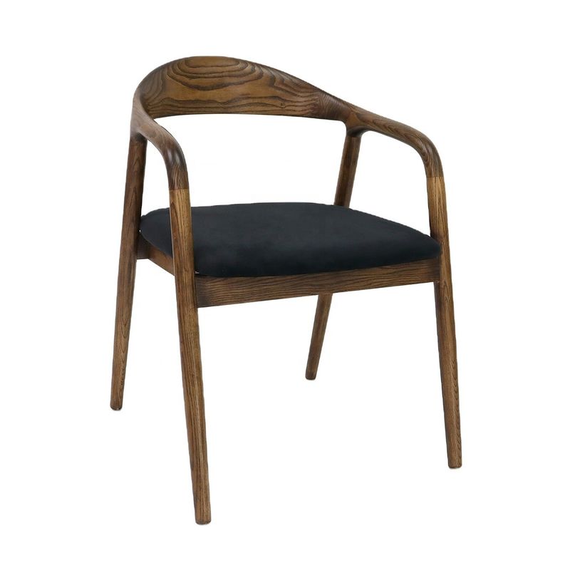 Einfacher Holzsessel Stoff Lounge Restaurant Nordic Holz Speisen Kaffee Tee Freizeitstühle Massivholz Speisesessel OEM/ODM