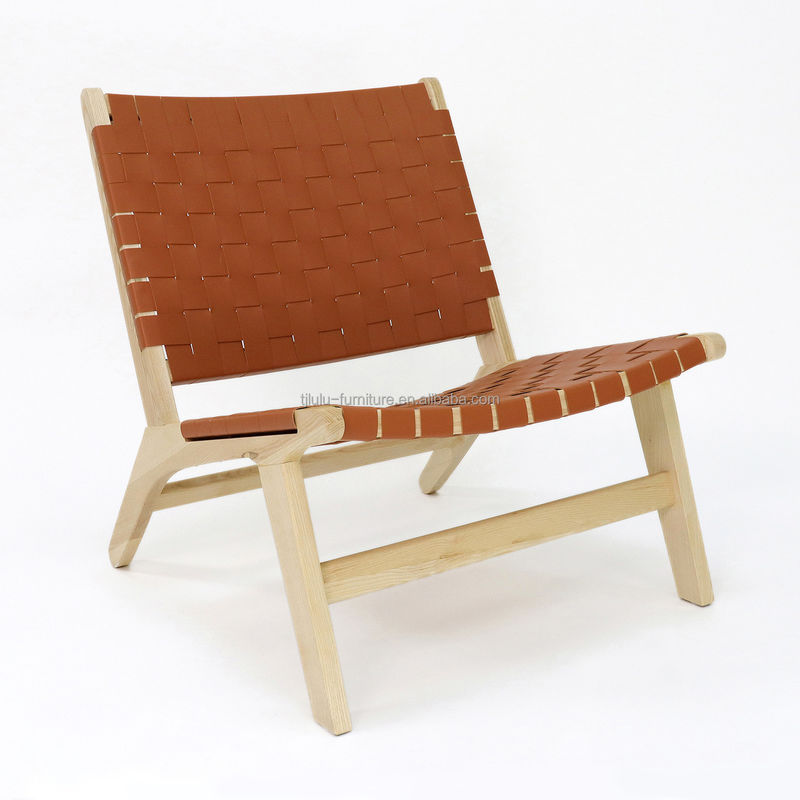 Modernes Design Solidwood Freizeitsofa Stuhl für Wohnzimmer Set PU Leder Loungestuhl in Walnuss-Ausführung